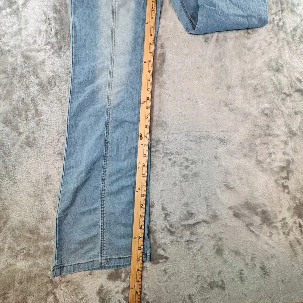 N.Y.K Women Size XL Blue Light Wash Seamed Flare Bootcut Denim Jeans Stretch